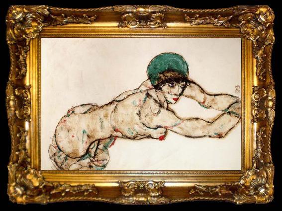framed  Egon Schiele Female Nude to the Right, ta009-2